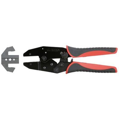 A black cable cutter with red handles is shown next to a grey wire stripping blade. Ideal for stripping cables.