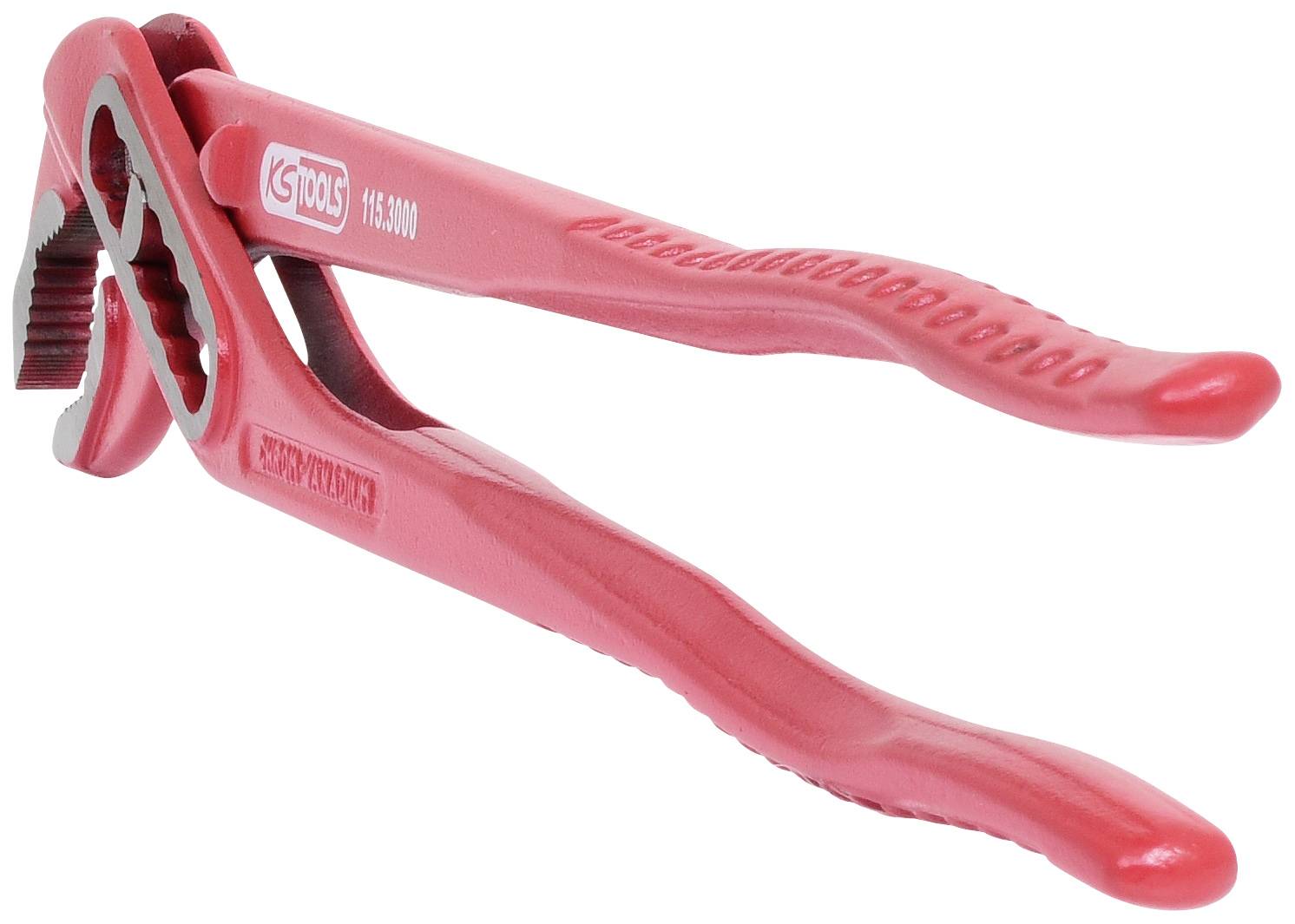 Red Water Pump Pliers by KS Tools, 115-3000, made of plastic, for gripping and holding pipes and other objects.