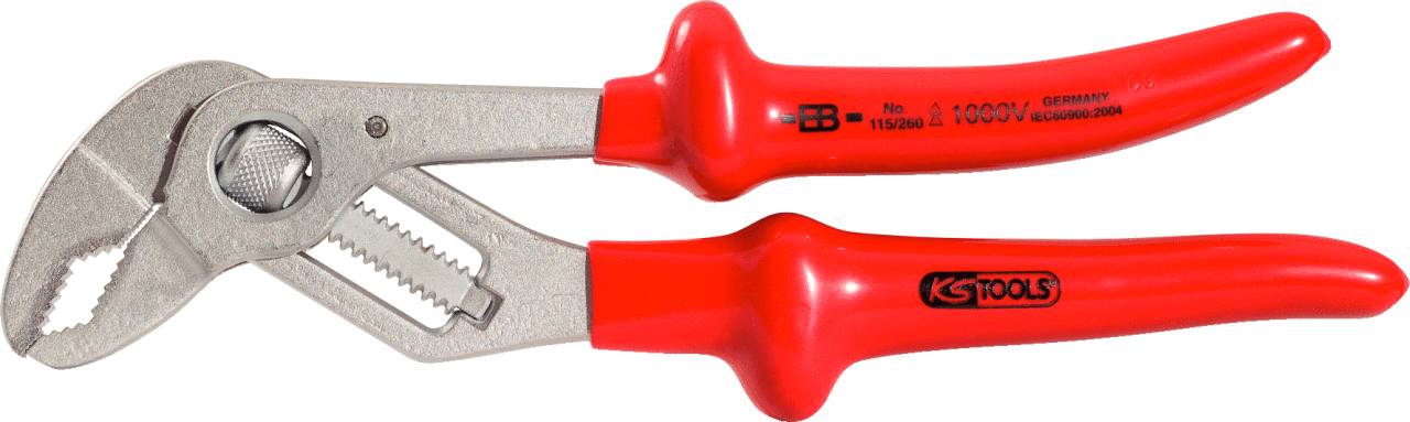 Red water pump pliers with adjustable jaws, suitable for plumbing work and universal household use.