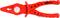 Red plastic pliers with a round, white insert in the centre, suitable for electrical installation work.