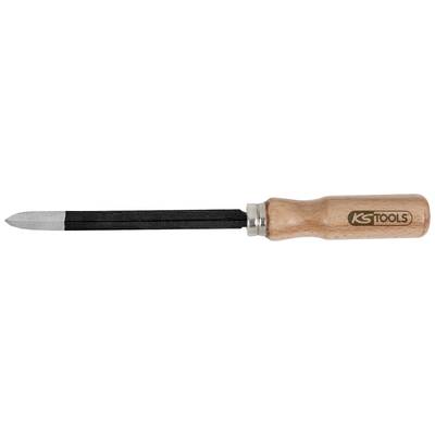 Screwdriver with a wooden handle and black tip, with 'KS Tools' written on the side.