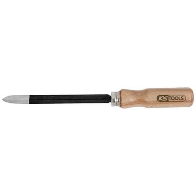 Screwdriver with wooden handle and black blade, 'KS Tools' brand, on white background.