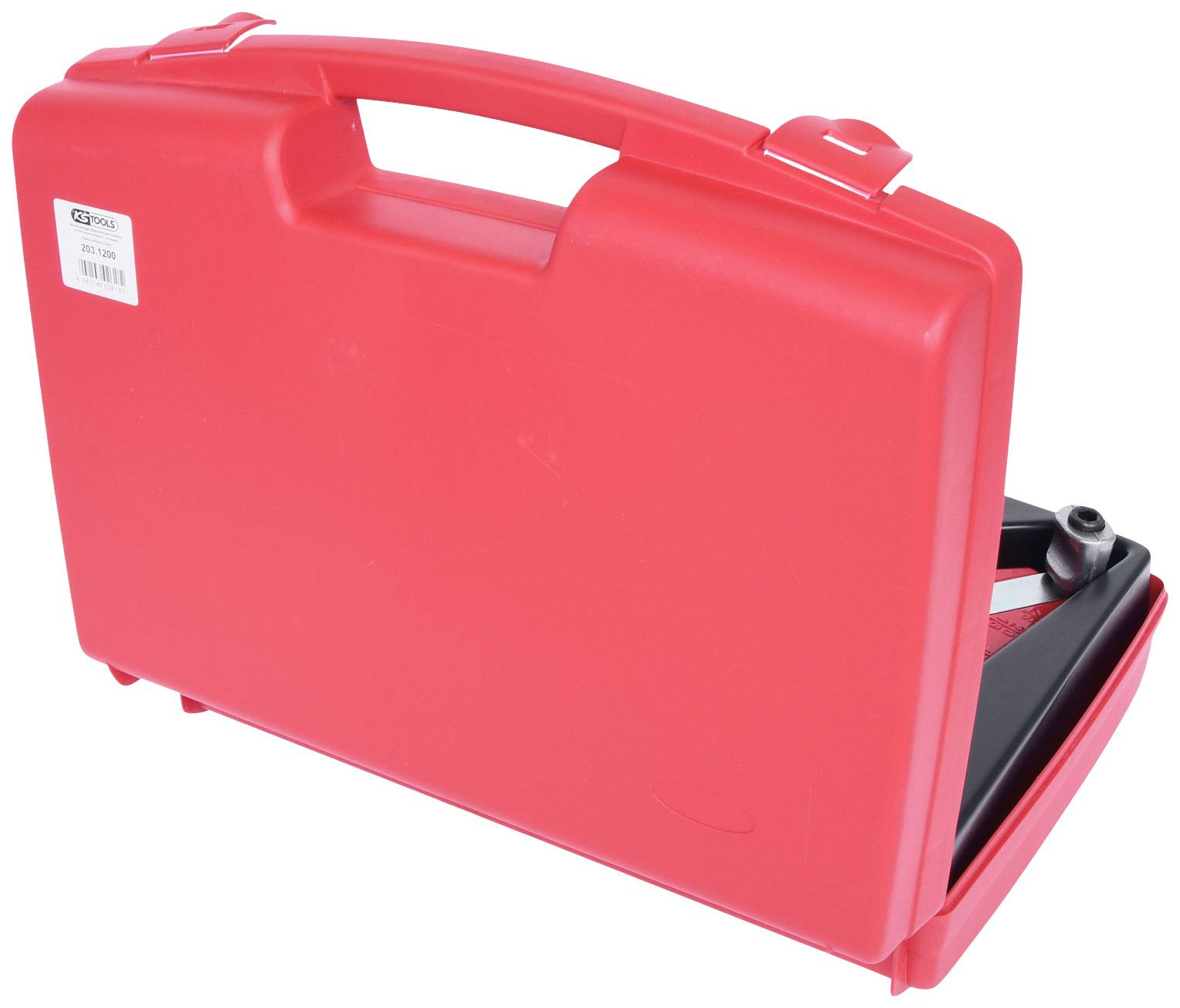 Rotem Plastic Carry Case with Handle and Fastening, Slightly Open. Suitable for Storing Tools or Accessories.