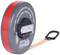 Tape measure in a black casing with a red border, extendable tape with a metal loop, suitable for length measurements.