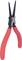Red circlip pliers with black jaws, standing upright. Primarily used for installing and removing circlips.
