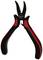 Black and red pliers with ergonomic handles, suitable for precise work such as electronics repair or jewellery making.