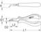 Drawing of a pliers with dimensions: A, D1, D2, L1, L2. Shows design details and measurements for precise applications.