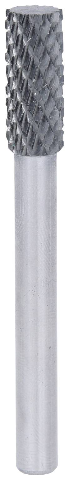 A cylindrical grinding tool with a fluted head for metalworking.