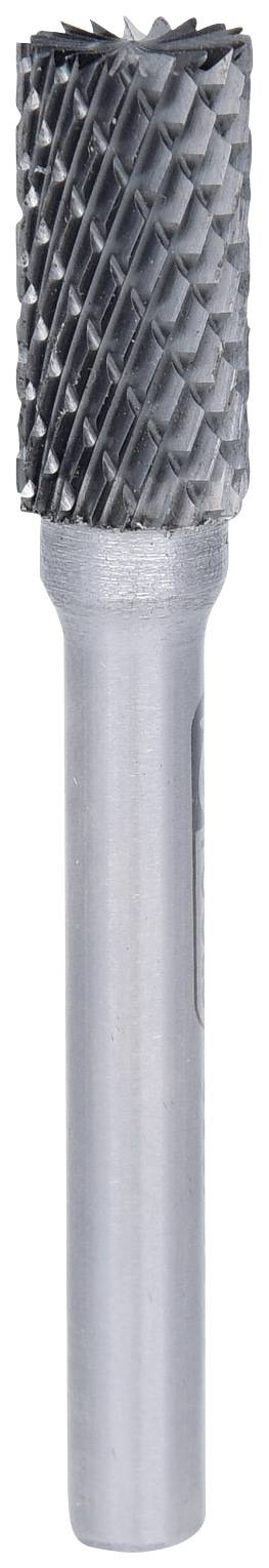 'Cylindrical steel milling cutter with diamond-shaped cutting pattern for metalworking.'