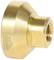 A gold-coloured, hexagonal metal adapter with a larger flat opening and a smaller threaded opening, suitable for tool connections.
