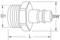 Technical drawing of a screw connection. Shows dimensions D1, SW, L for specification.