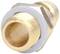 Brass connection fitting with hexagonal head and thread. Used for fixed pipe connections or supply connections.