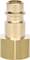 Brass-coloured connector with a ribbed shaft and a wide, hexagonal end. Used for pneumatic systems or hydraulic connections.