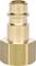 Brass nipple with hexagonal profile and smooth surface, suitable for pneumatic systems.