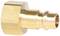 A brass coupling with a hexagonal nut and rounded tip, typically used for pipe or hose connections.