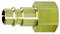 A gold-coloured adaptor with a hexagonal threaded screw and a smooth connection at the other end, used for pipes or hoses.
