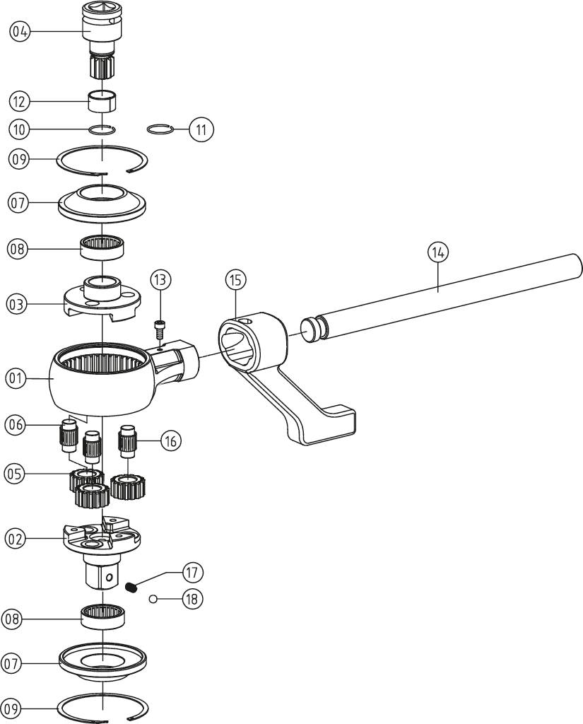 Exploded diagram of a tap with numbered parts. Main components: Handle, cartridge, seals, and fixing elements.