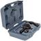 Blue tool case opened, revealing black tools inside. Contains a custom-moulded insert to securely and precisely hold the tools in place.