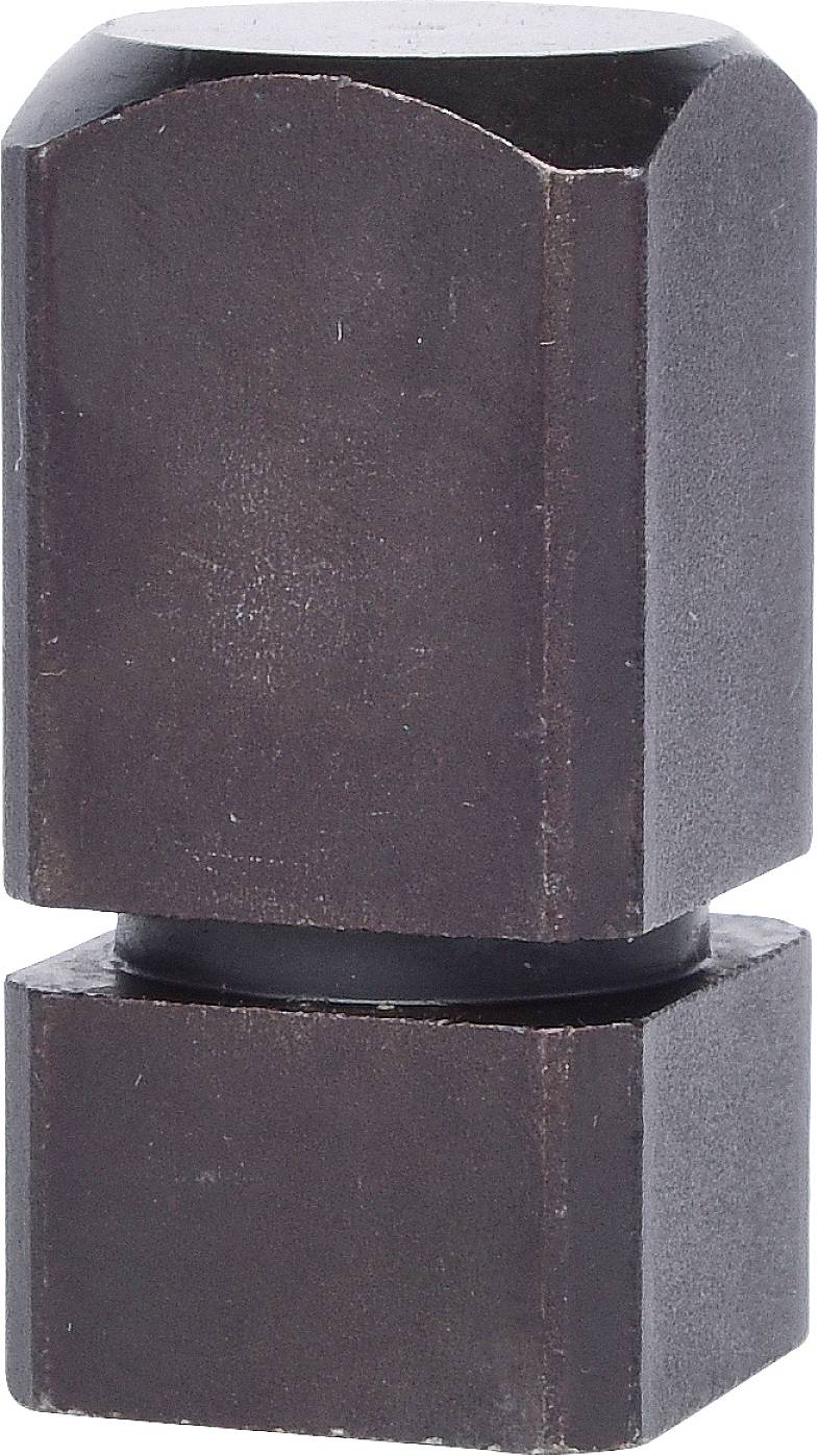A dark brown rectangular metal clip consisting of two connected parts. Suitable for securing items.