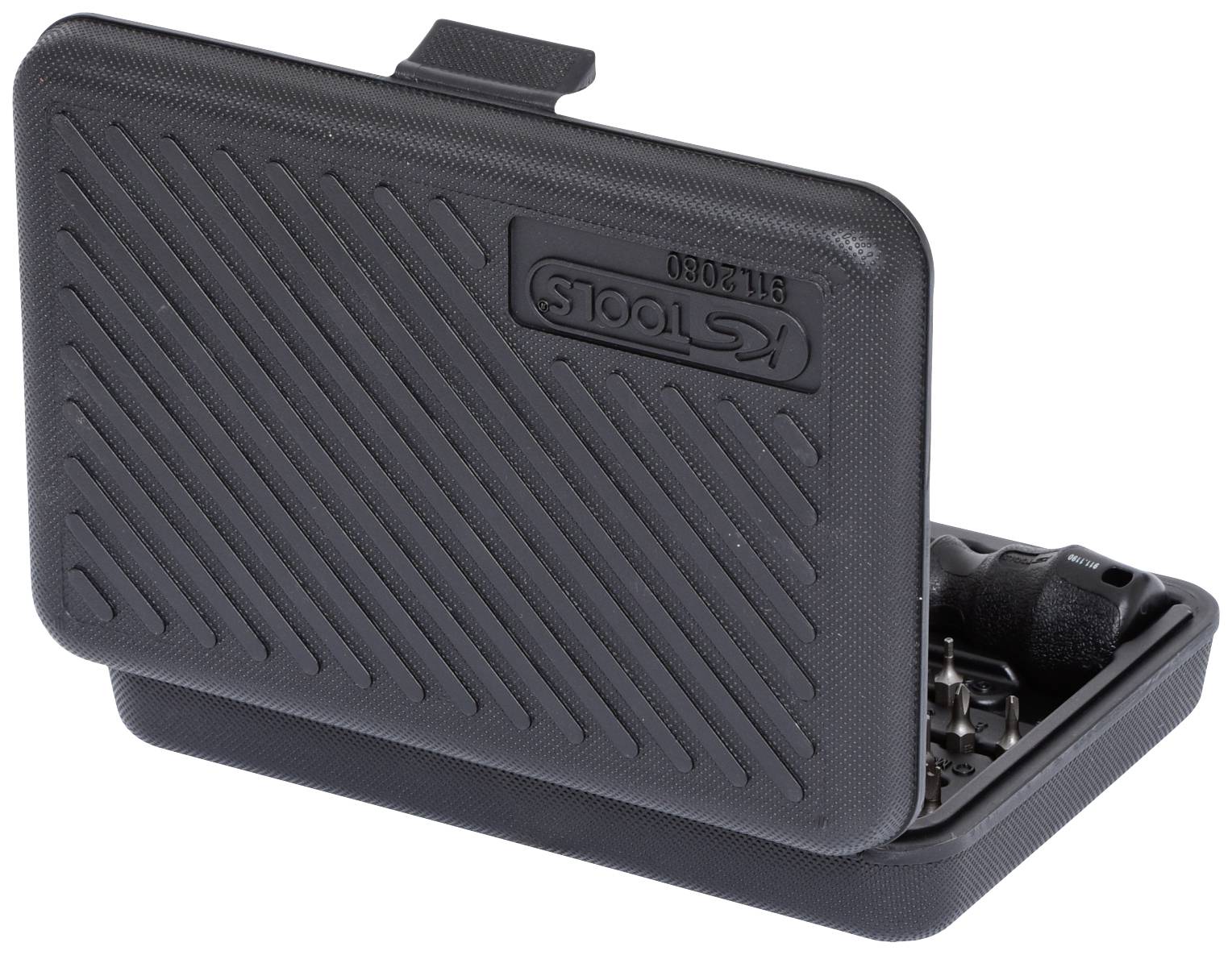 'S-Tools toolset in a grey casing, partially open. Contains various small tools, some of which are visible.'