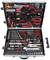 'Tool case with various hand tools, including screwdrivers, pliers, spanners, and socket wrenches.'