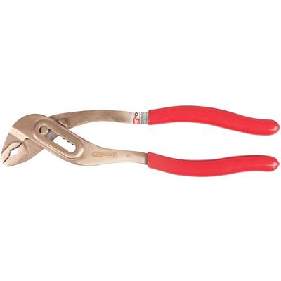 A water pump pliers with red handles, which are adjustable and used for gripping or holding objects.