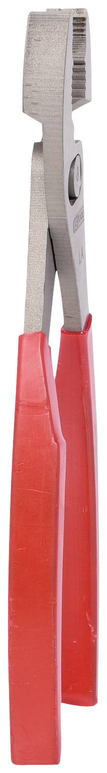 Pliers with red handles, closed.