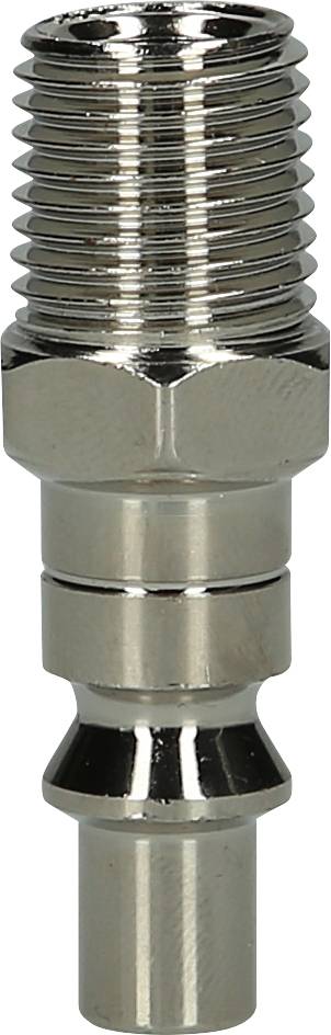 Metallic threaded connector, likely part of a machinery or installation system.