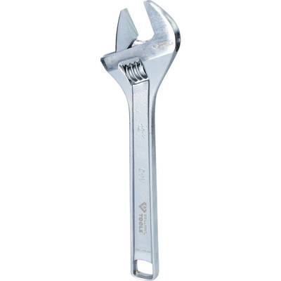 Adjustable metal spanner with a shiny surface, perfect for tightening or loosening screws of various sizes.