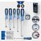 'Screwdriver set with five pieces. Includes magnetic and non-magnetic models, in various sizes. Brand logo on top.'