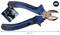Side cutters with blue-black handle, length 160 mm. Shows close-up of cable cutting.