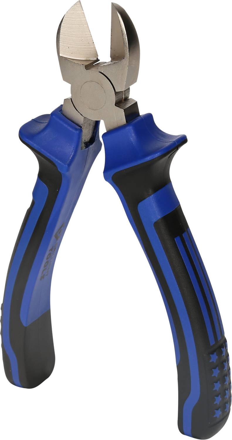 Blue-black side cutters with metal blades, suitable for cutting wires and cables in craft work.