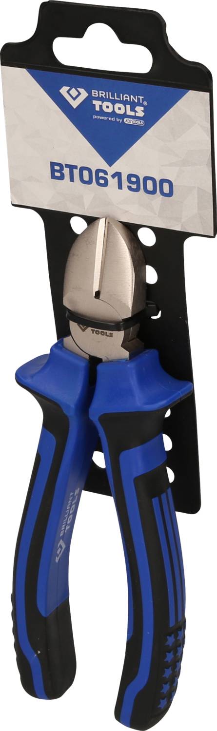 A blue pliers in a blister pack with the label 'BRILLIANT TOOLS BT061900'.