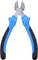 Pictured is a pair of diagonal pliers with blue handles, commonly used for manipulating and cutting wires.