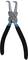 A pair of pliers with curved gripping surfaces, a black handle, and a blue marking, suitable for gripping and holding small objects.