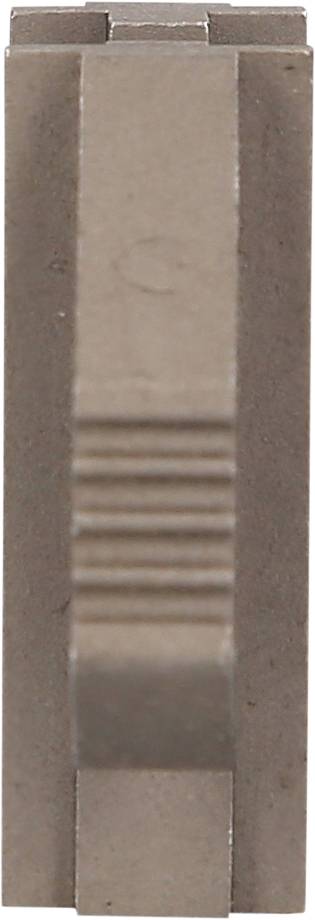 A metal piece with a ribbed surface in the middle and smooth sides, possibly a mechanical component.