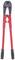 Red bolt cutters with black handles, suitable for cutting thick wires or metals. Tool for heavy-duty cutting work.