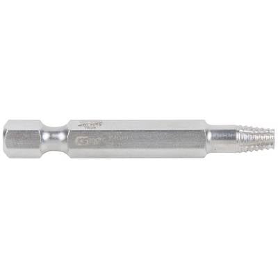 Metal drill adapter with a cylindrical shape and thread at one end, suitable for use with drill machines.