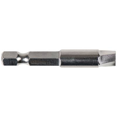 A metal screwdriver bit with a hexagonal tip and smooth surface, suitable for screw-related tasks.