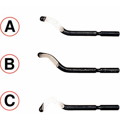 Three black levers, labelled A, B, C from top to bottom. Each lever has a curved tip that slightly points upwards.