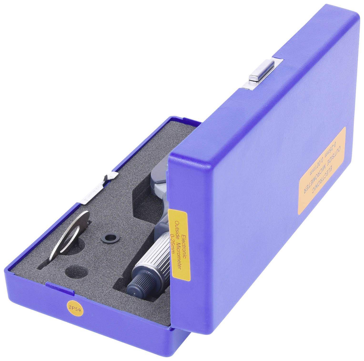 Blue case with optical instrument and tweezers in shaped foam lining. The set appears to be for scientific purposes.