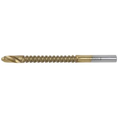 Metal milling cutter with spiral-edged cutting surfaces, partially gold-coloured. Used for metalworking in industrial manufacturing.