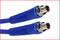 Two blue coaxial cables with silver connectors on a white background, suitable for TV or internet connections.