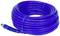 A coiled blue pneumatic hose with a metal connection, suitable for use in compressed air systems.