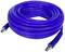 Long blue rubber hose with metal connectors, carefully coiled and secured with cable ties, ready for use.