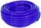 A coiled blue polyurethane hose pipe, secured with a blue cable tie.