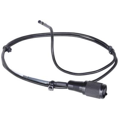 Black cable harness with plug and sensor at the end, likely used for connection and signal transmission in vehicles.