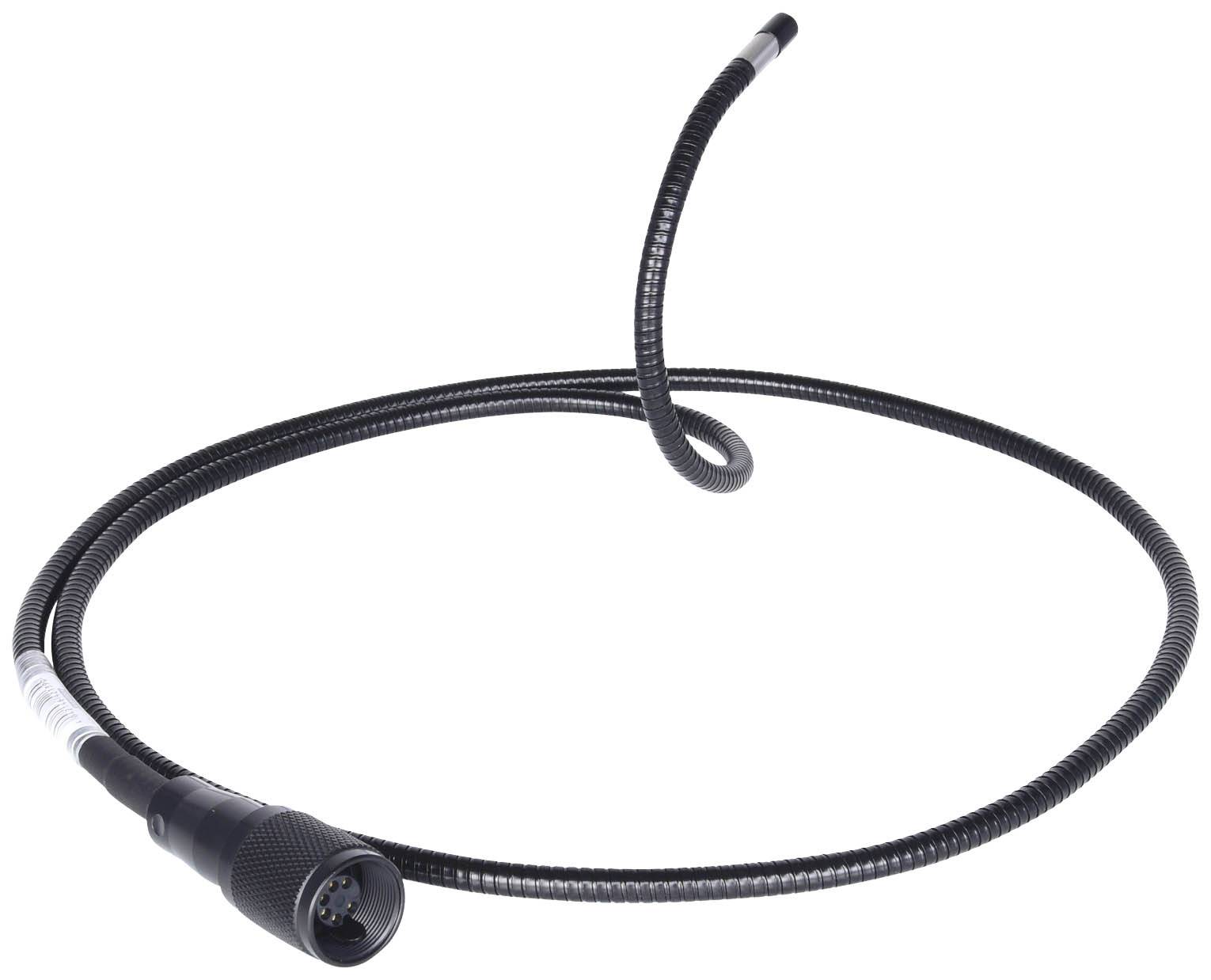 A long, black, flexible hose with a connector at one end, similar to an endoscope or inspection tool.