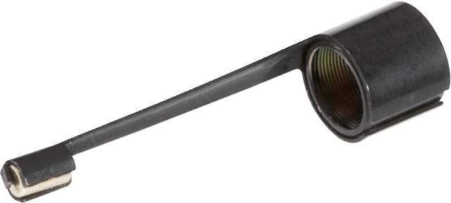 A black metal object with a long, straight handle and a cylindrical end. It looks like an industrial sensor or component.