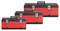 'Three red toolboxes in various sizes with black lids and silver locks, stacked side by side.'